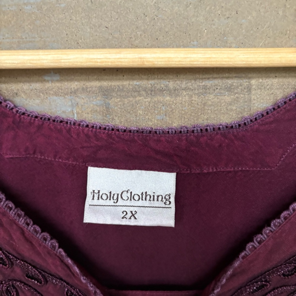 Holy Clothing Embroidered Blouse Renaissance Festival Whimsy Goth Womens 2X - Picture 2 of 8